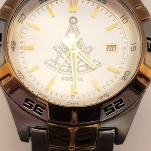 FOSSIL PR5340 MENS SILVER DIAL TWO-TONE WATCH